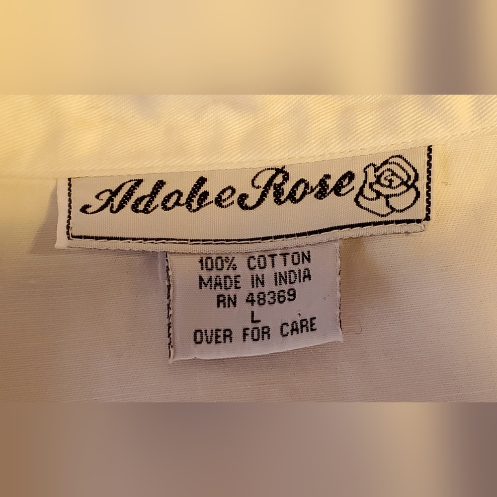 Adobe Rose Black & White Western Fringe Corset Crop Short Sleeve Cotton Shirt Lg - Picture 6 of 13